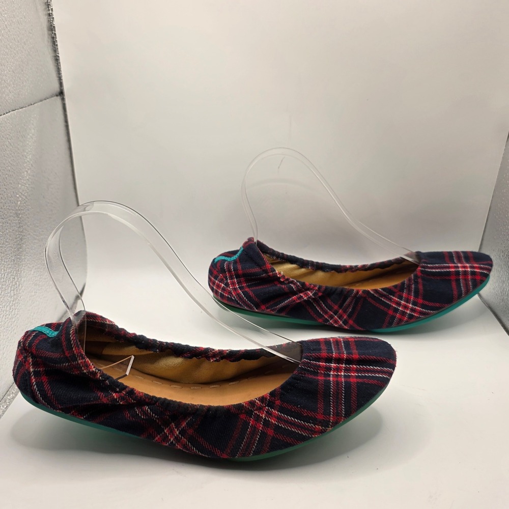Tieks by Gavrieli Red Navy Blue Plaid Tartan Foldable Ballet Flats Womens 10 - Picture 3 of 7